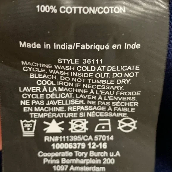 Tory Burch Lennox Ruffle Tee in Navy Blue size small - Picture 3 of 8